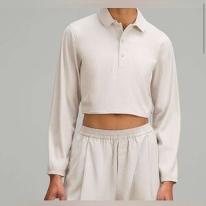 Lululemon Lab Cupro Cropped Long-Sleeve Polo Shirt